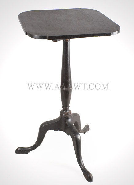 Antique Candlestand, Queen Anne, Tip Top,
Old Black Paint
New England, 18th Century, angle view